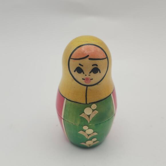 Vintage Wooden Russian Nesting Dolls 5pc Matryoshka Set Hand Painted Folk Art - Picture 7 of 16